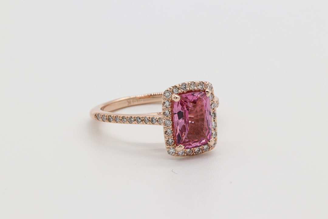 Rose Gold Cushion Cut Pink Sapphire and Diamond Engagement Ring